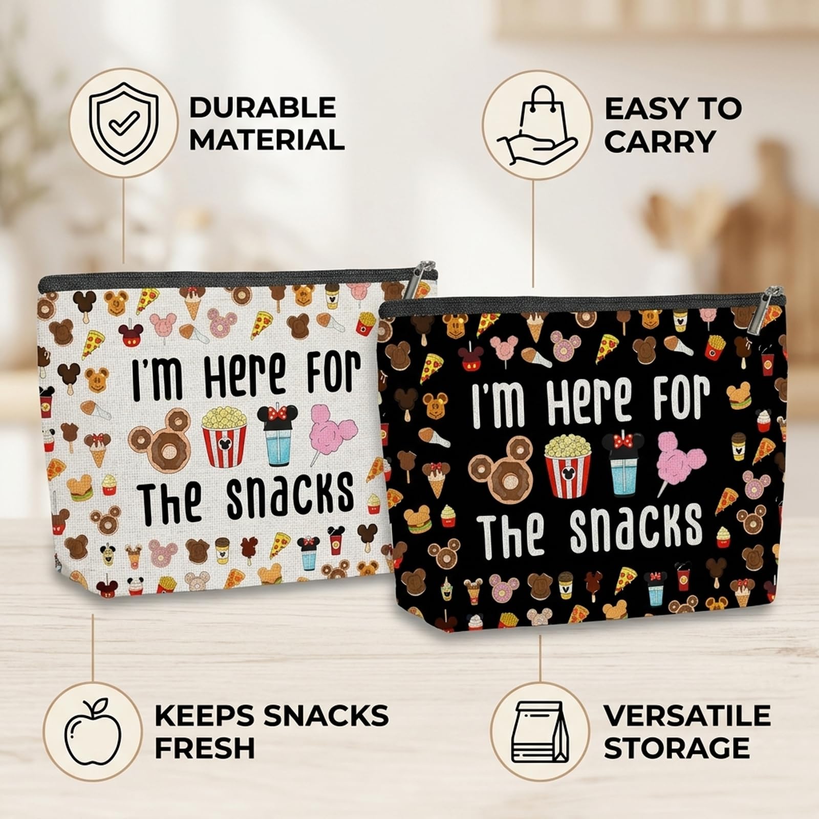 Snack Bag, Emergency Snacks Bag for Travel, Small Snack Bags with Compact Dimensions 25 Cm by 17 Cm, Ideal for On-the-Go Snacking and Daily Use — view 4