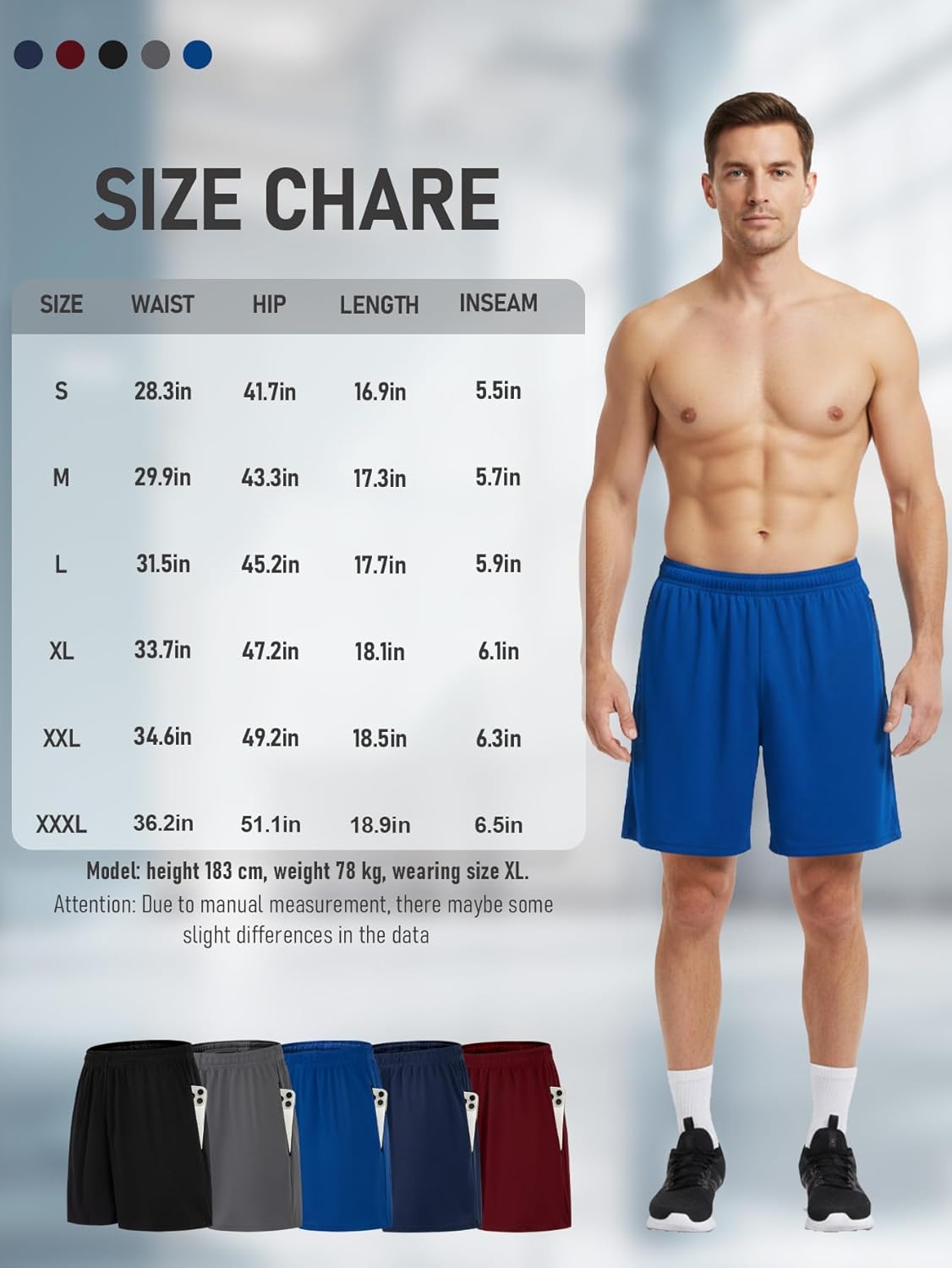 Men's 5 Pack Athletic Shorts Quick Dry Activewear with Pockets Elastic Waistband for Workout Running Gym