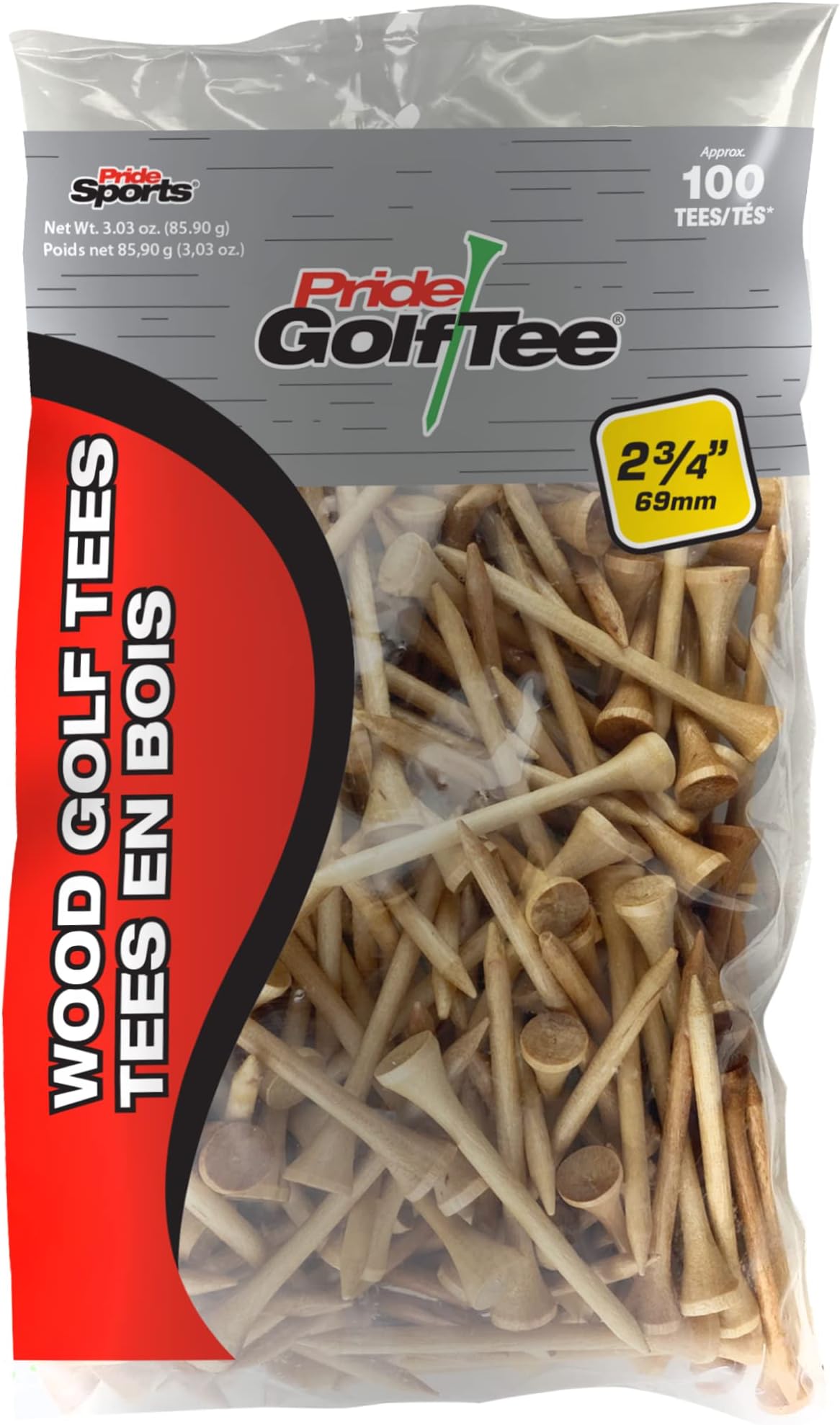 Pride Golf Tee, 2-3/4 inch Deluxe Tee, 100 Count Bag