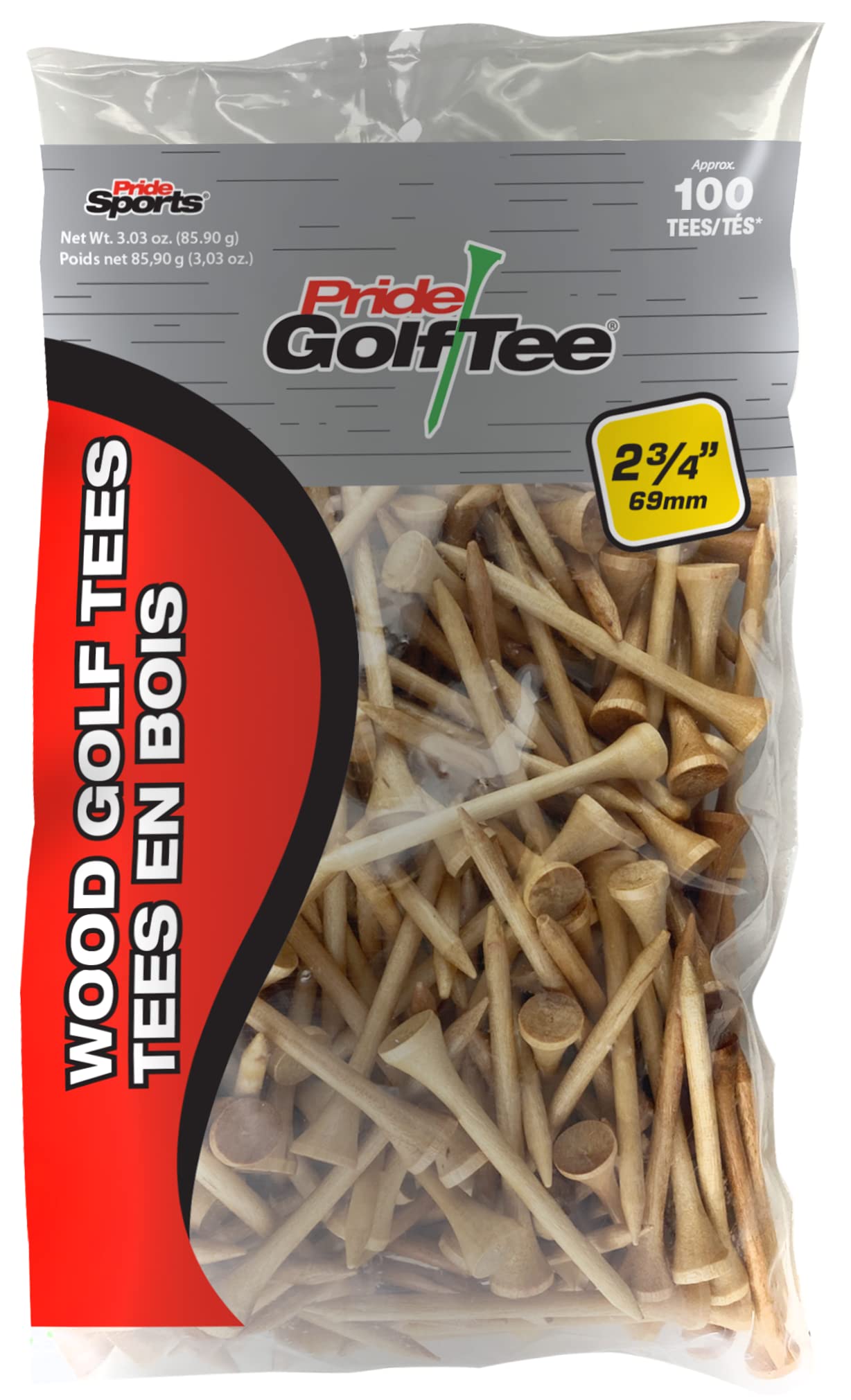 Pride Golf Tee2-3/4 inch Deluxe Tee, 100 Count Bag