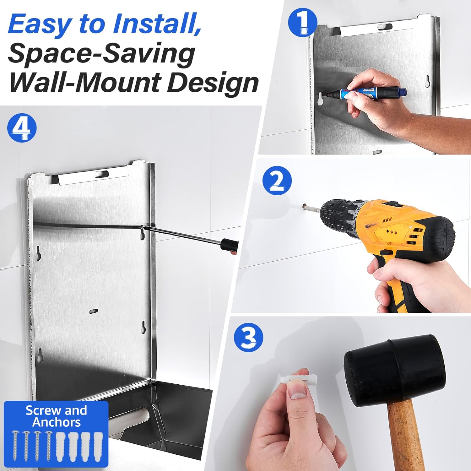 Commercial Paper Towel Dispenser Wall Mount, Stainless Steel Hand Towel Dispenser with Lock, Large Capacity C-Fold & Multifold Paper Towel Holder for Kitchens, and High-Traffic Areas