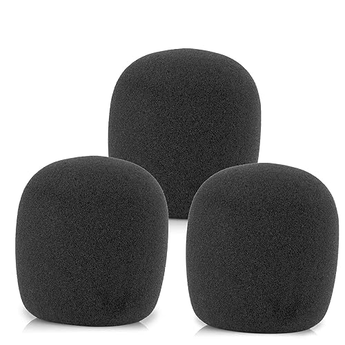 LEFXMOPHY SM58 Windscreen, Mic Foam Replacement for Shure SM58 SM48 Vocal Microphone Pop Filter, Black Noise-cancellation Windsock Cover 3-pack - Black