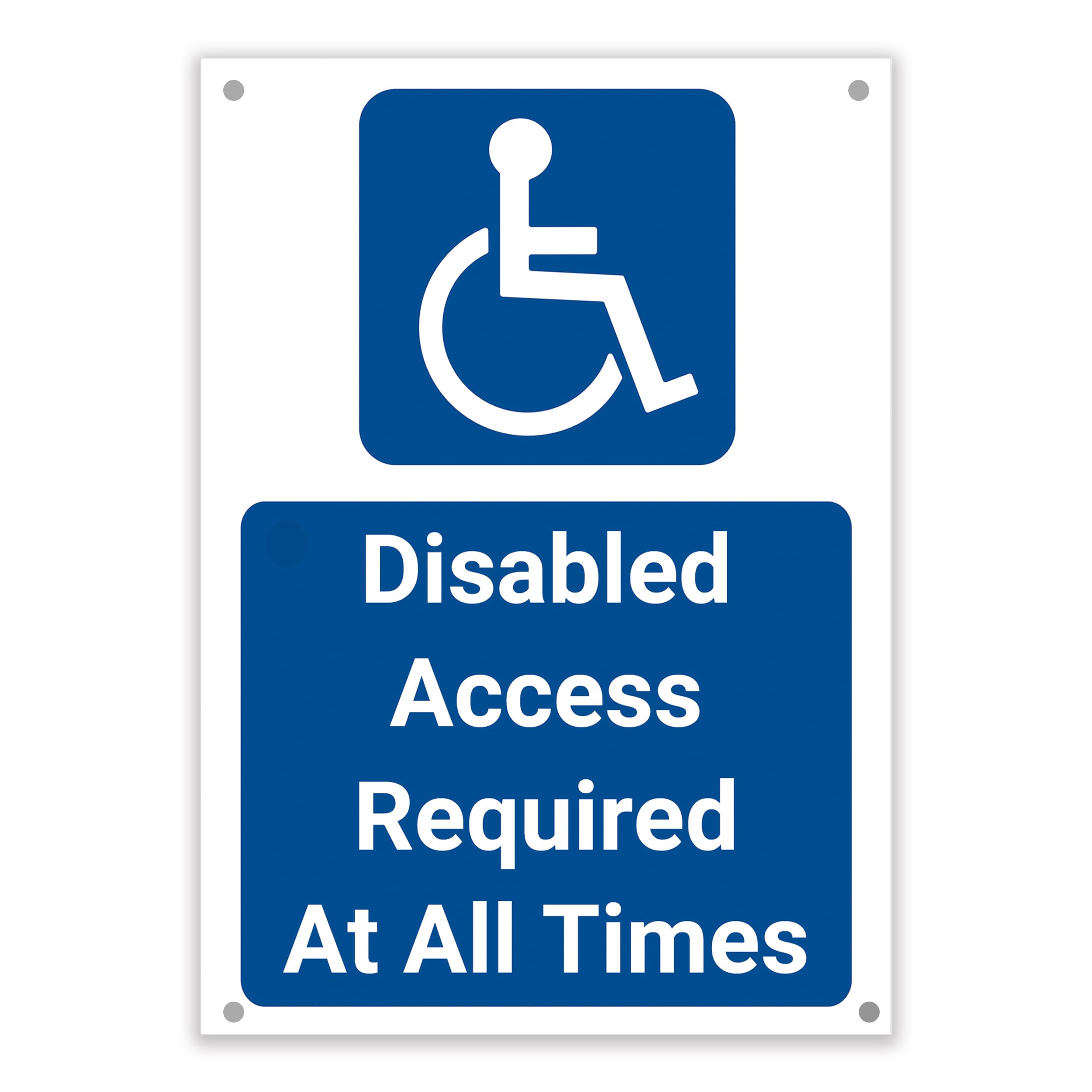 No Parking, Disabled access required Warning Sign. Tough, Durable and Rust Proof Weatherproof PVC Disabled Parking Sign No. 019 (Royal Blue, A6 (105mm x 148mm) – Holes)