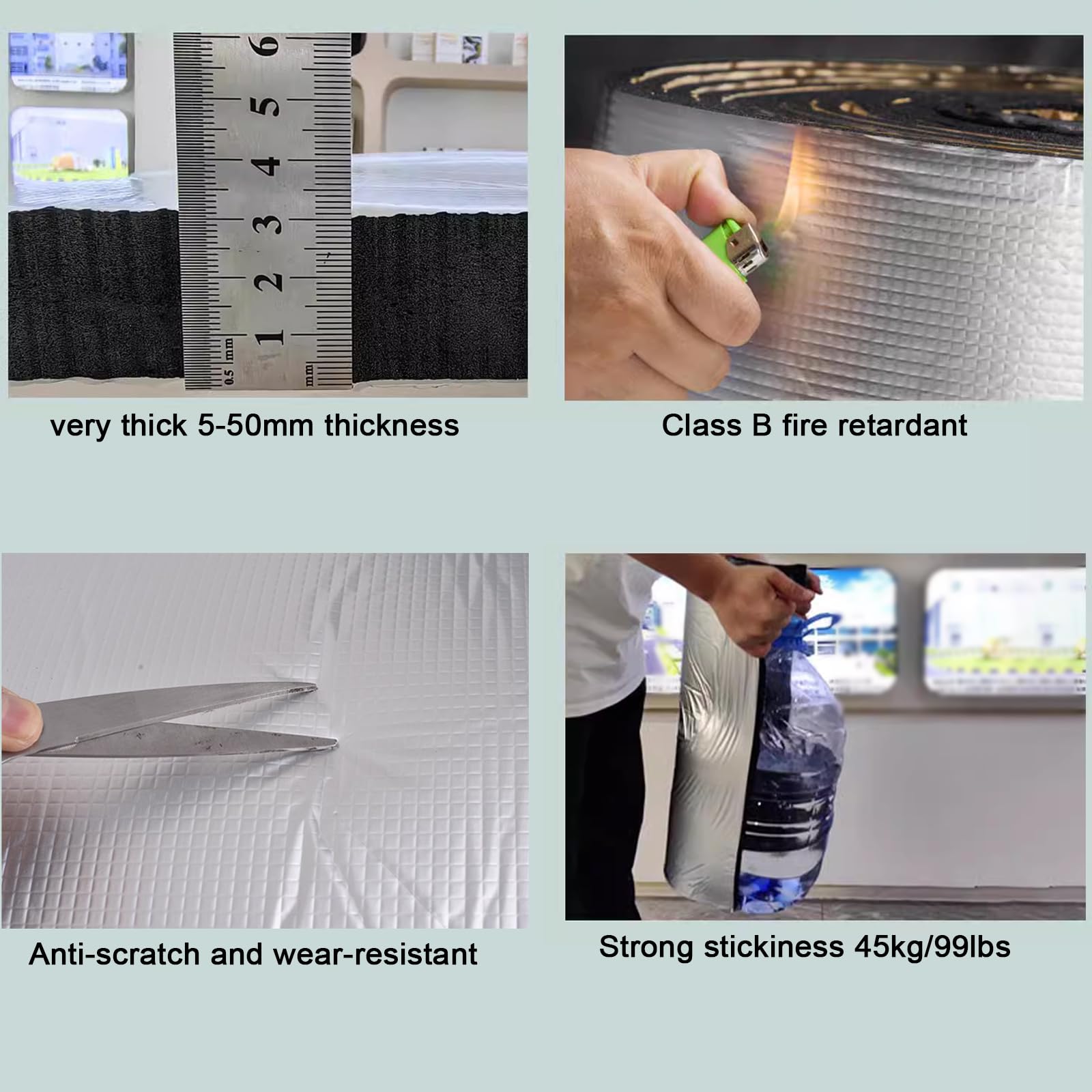 Pellicola Riflettente,Stuoia Cotone Isolante Autoadesivo,Rotolo di Foglio Isolante,Isolamento Termico per Finestre Contro Termosifoni,Cotone Isolante Acustico per Auto (1x3m/3.3x9.8ft,20mm thick)