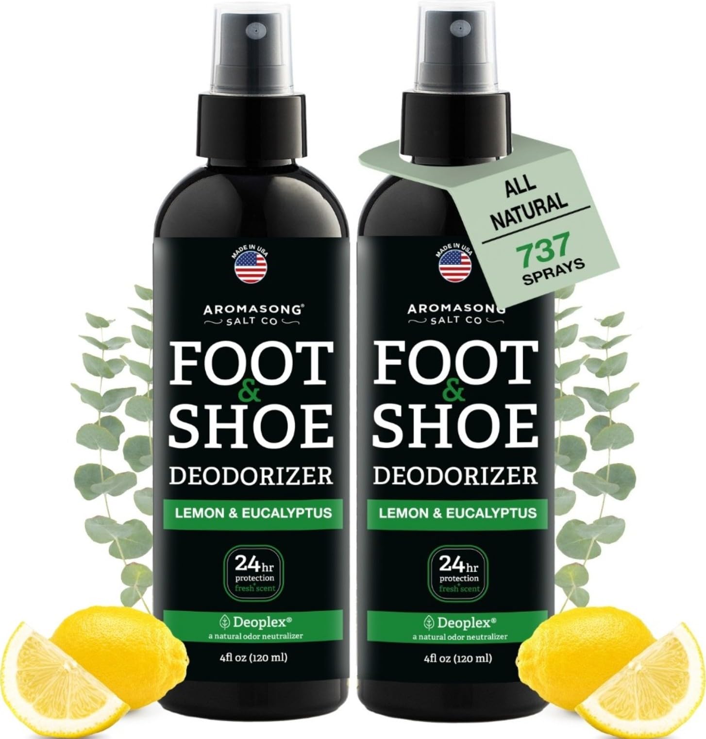 Aromasong Desodorante Natural para Zapatos y Espray para Pies | Paquete de 2 | Eliminador de Olor de Pies con Frescura 24 Horas - Spray Extra Fuerte para Zapatos con Mal Olor y Pies Apestosos con Aroma Refrescante, 113 g