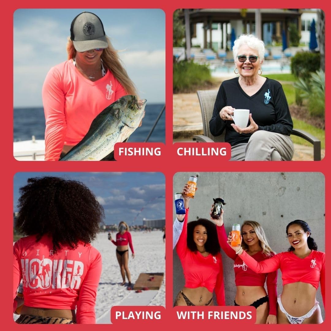 Dirty Hooker Long Sleeve Fishing Shirts for Women - SPF Shirts for Women Long Sleeve - Uv Protection Shirts for Women