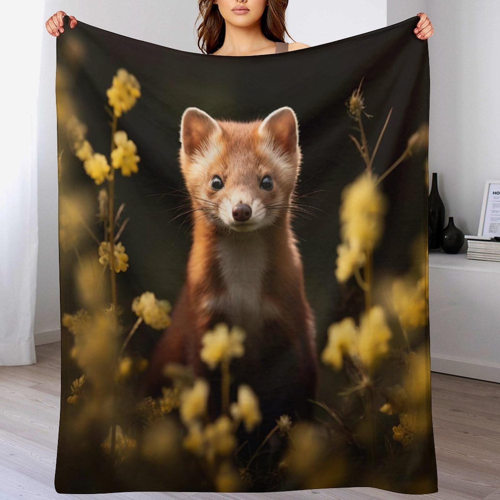 Couverture 3D vison 150x200cm lavable et chaude en flanelle