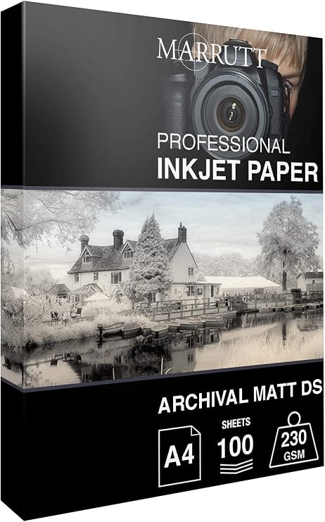 Marrutt 230gsm Archival Matt Double Sided Inkjet Photo Paper: A4-100 Sheets
