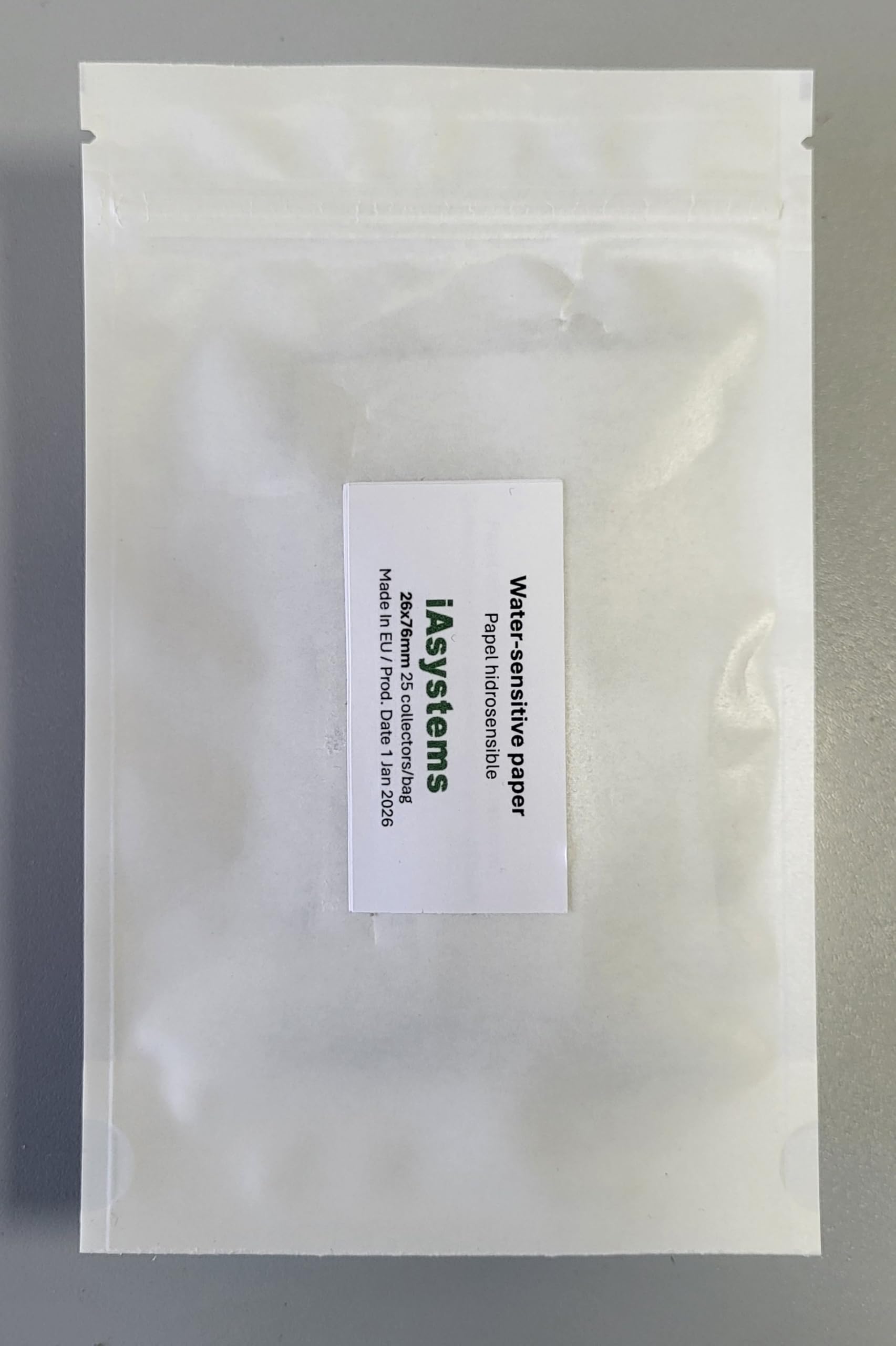 Papel Hidrosensible 76x26 mm 25 Tarjetas Control Cobertura Densidad Gotas Pulverización Agrícola