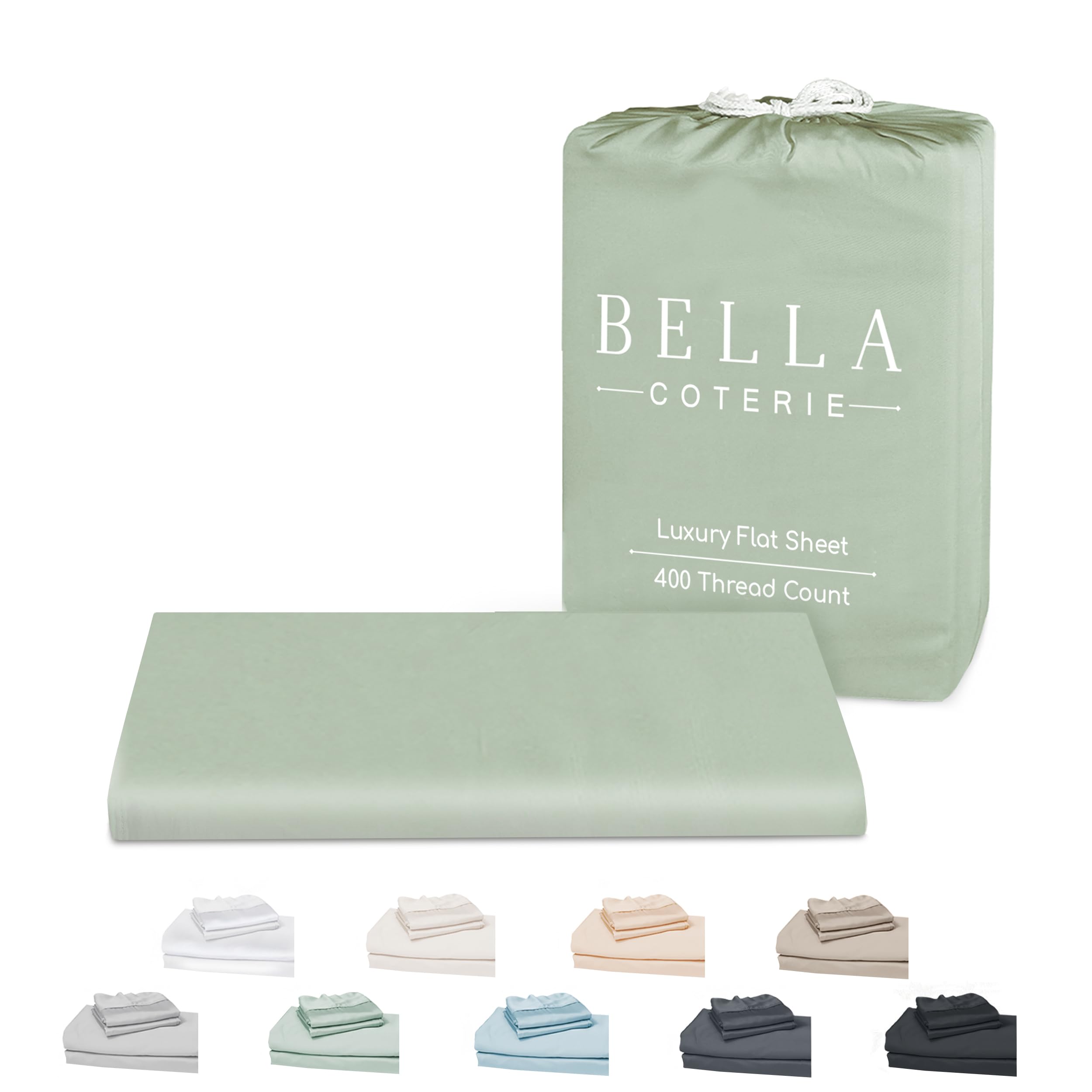 Bc Bella Coterie Sea Glass Bella Coterie Luxury Bamboo King Flat Sheet | 100% Organically Grown Bamboo Viscose | Ultra Soft | Cooling For Hot Sleepers [Sea Glass] Size 18