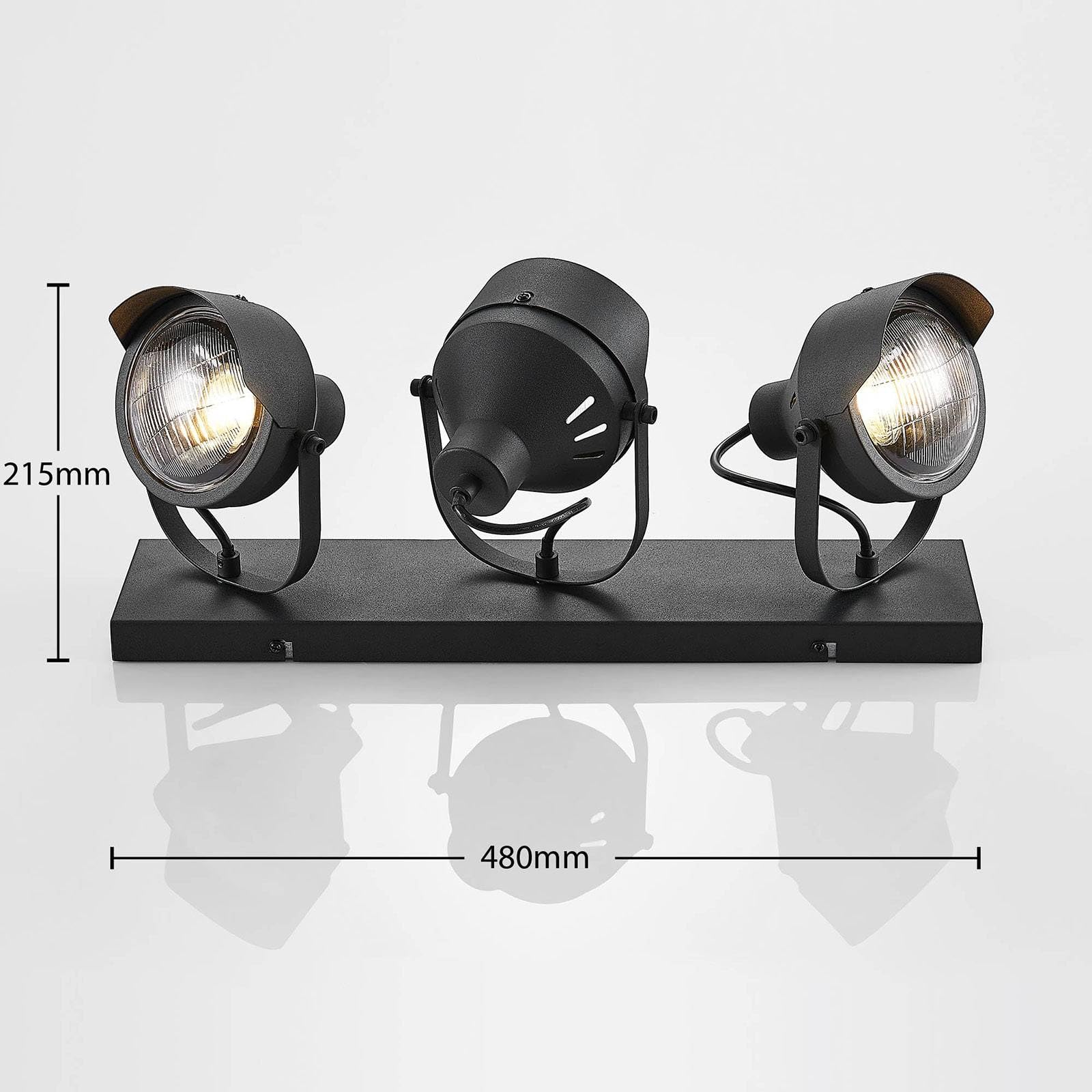 Lindby Strahler Henega (Vintage, Industriell) in Schwarz aus Metall (3 flammig GU10) - Deckenlampe Deckenleuchte Lampe Spot Wohnzimmerleuchte