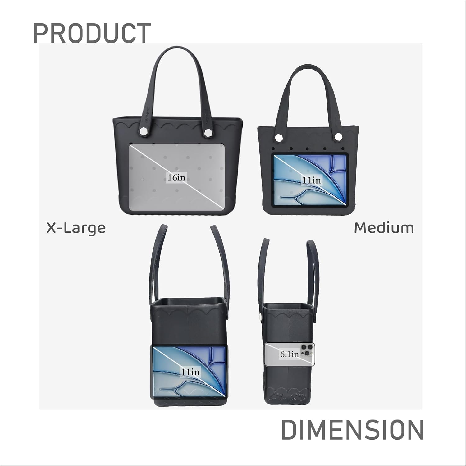 Rubber Beach Tote Bag Waterproof Tip-Proof Outdoor Tote Bag for the Beach Boat Pool Sports
