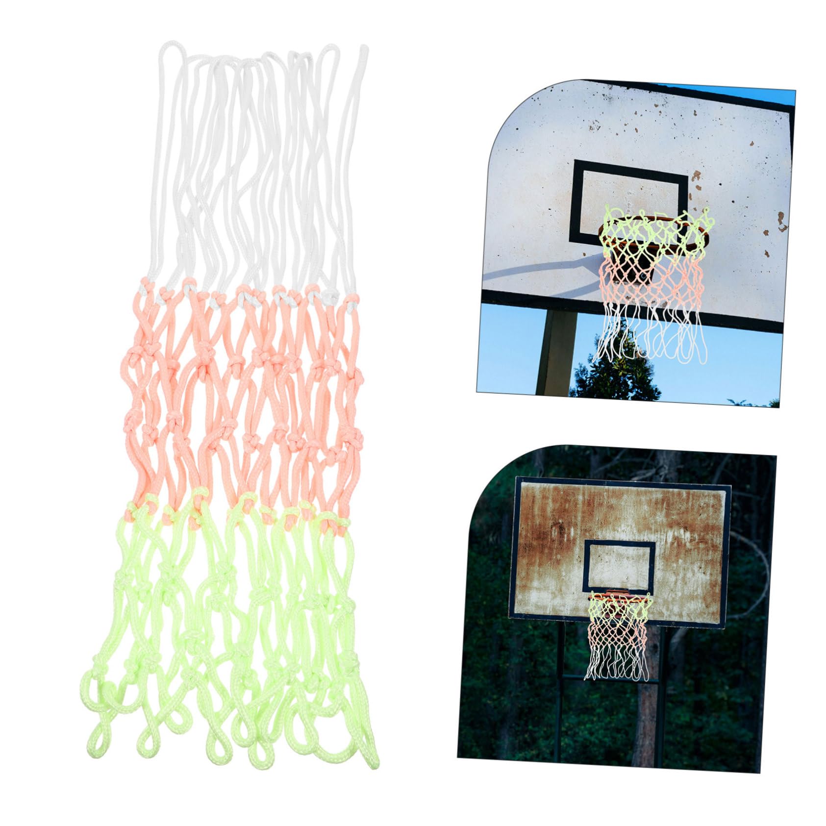 Mipcase 4pcs Glow Dark Basketball Net Frame Net for Hoops Design for Full Youth for Parks and Community Courts