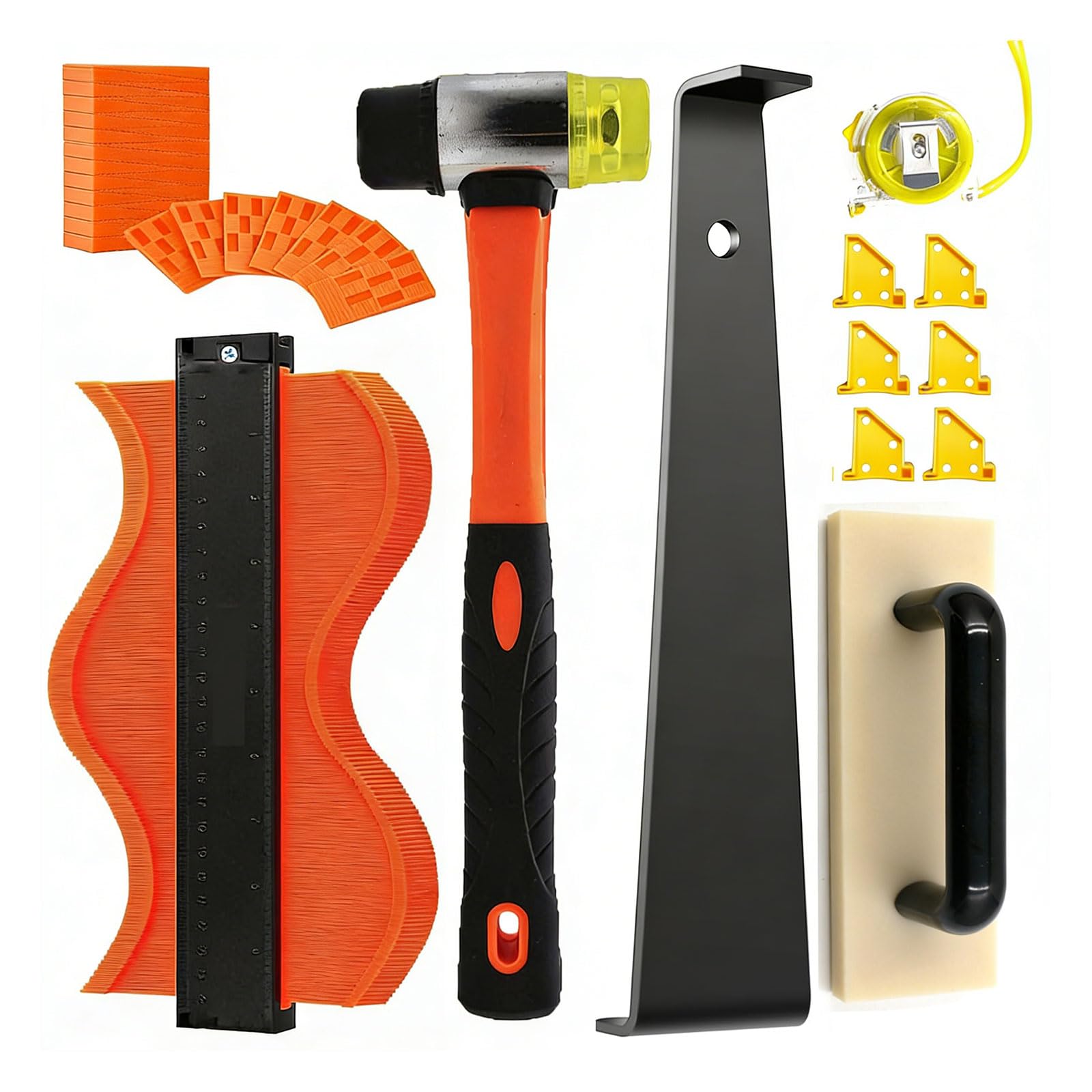 Kahdgss 35Pcs Wood Flooring Installation Set With Nylon Striking Block Rubber Hammer And Removal Tool For Laminate Hardwood Floors Floor Spacer Segment Set