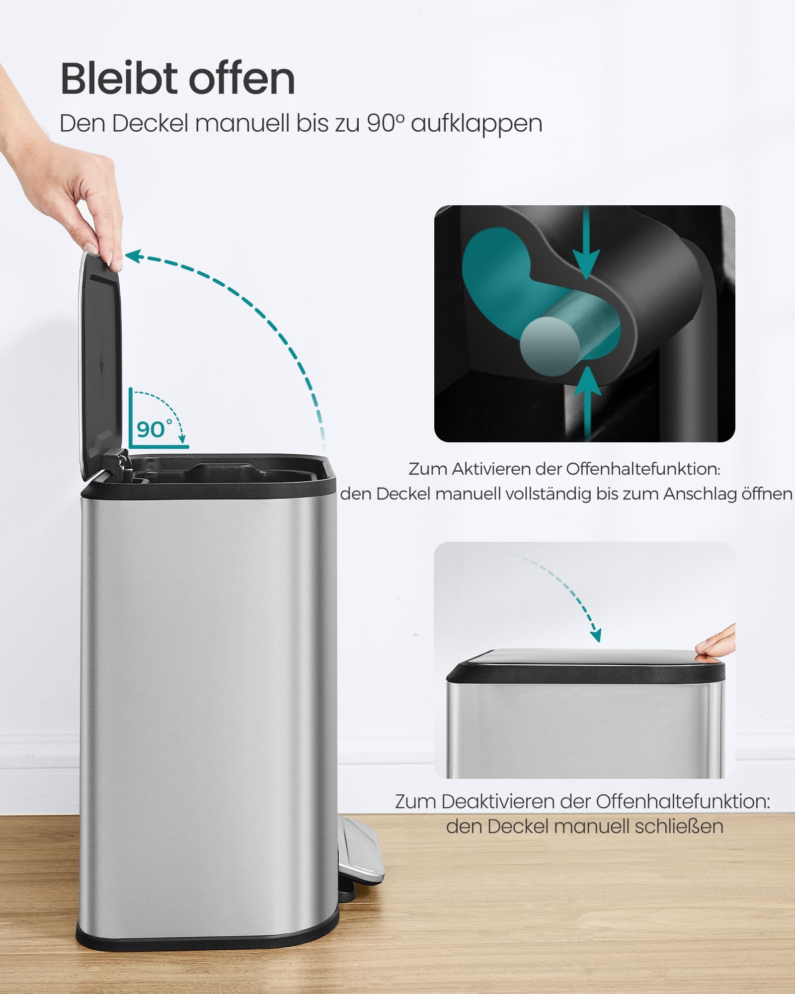 SONGMICS Mülleimer Küche, 20 Liter Abfalleimer mit Deckel 