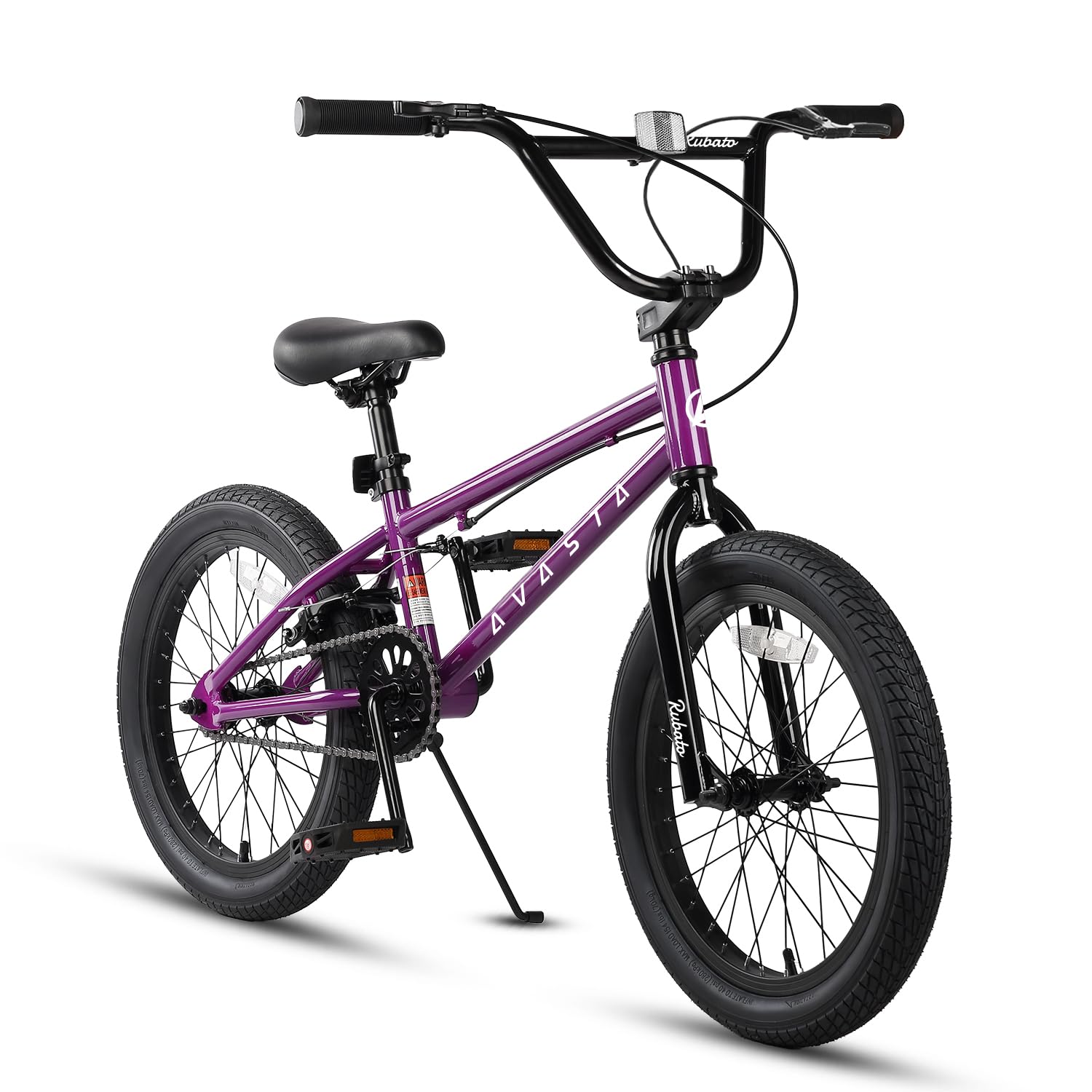 AVASTA 18 Inch Big Kids Bike Freestyle BMX Bicycle for Age 5 6 7 8 Years Old Boys Girls and Beginners, Purple