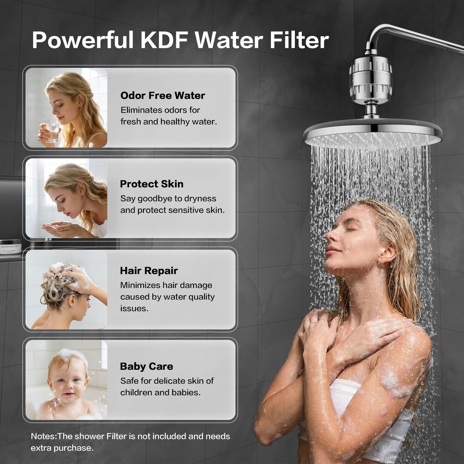 25cm Regenduschkopf,Duschkopf Regendusche,Regenbrause,Wasserfall Wassersparend,Rain Shower Head,Anti-Kalk-Düsen,Installierbar an der Wand oder Decke(Chrom, N1DP701CP)
