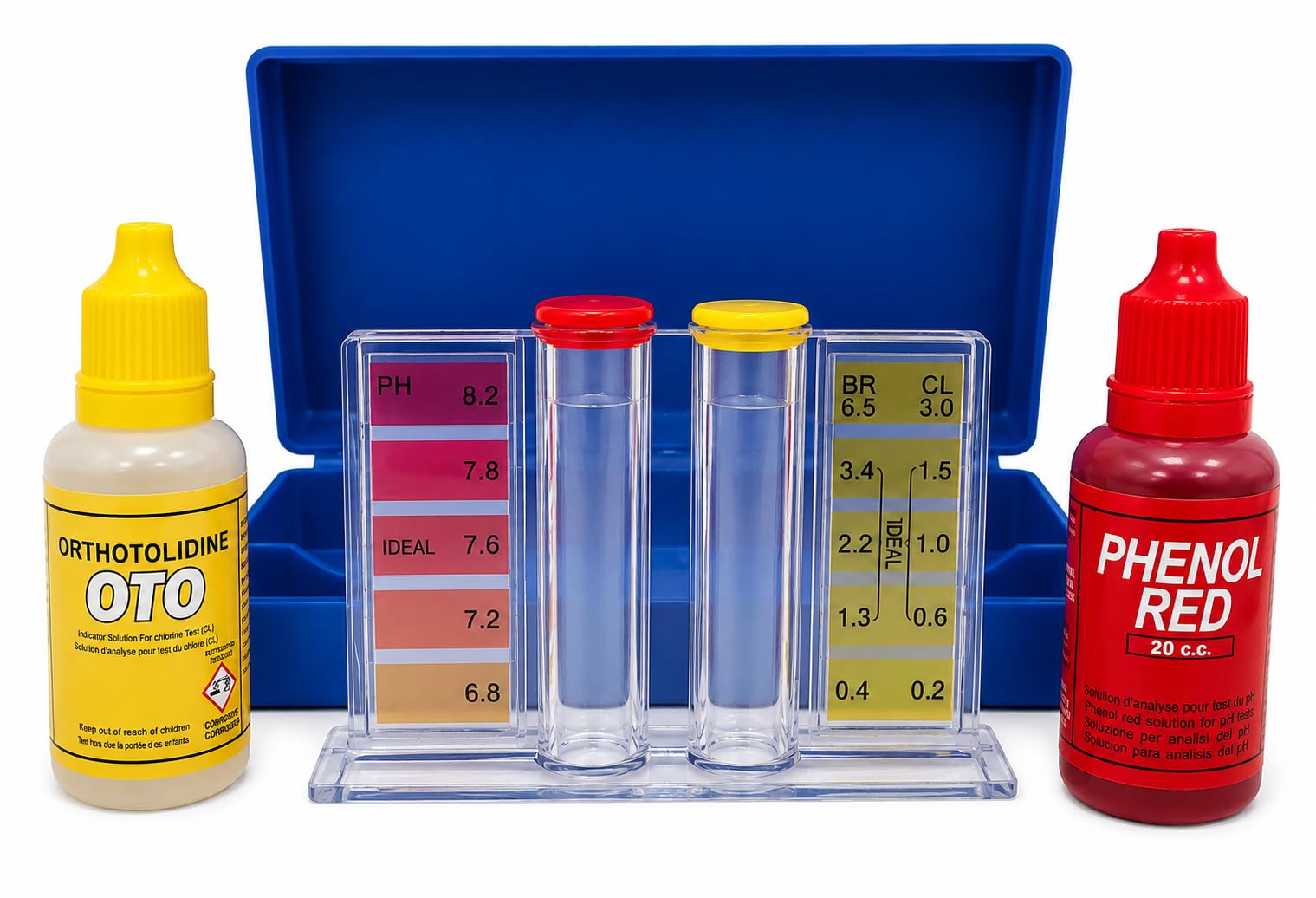 COIL Tester wody do basenu i spa, test kropli pod kątem pH i chloru, OTO i Phenol Red, zestaw z etui 15 x 7,3 cm