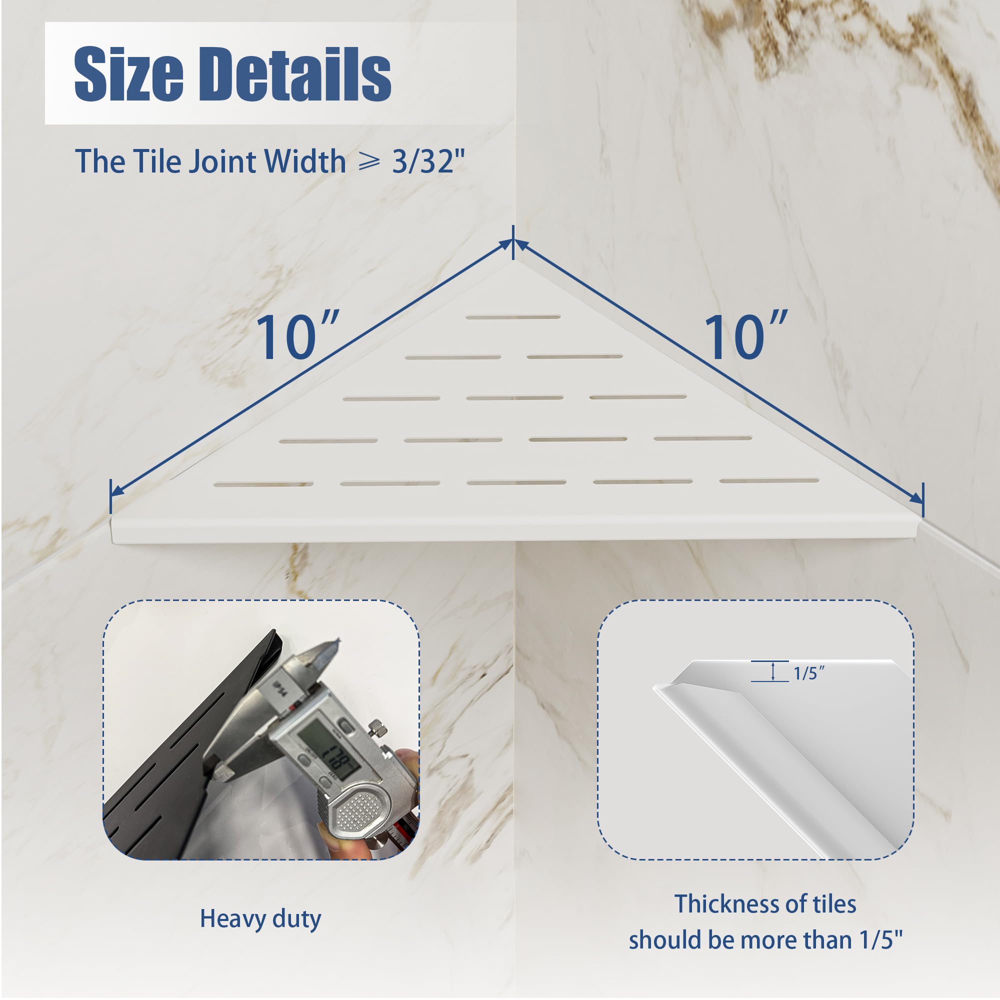 Neodrain 25,4 cm weißes Eck-Wandregal für Fliesenwandeinlage, 2er-Set