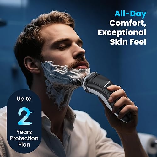 Miniatura 8 de SweetLF Maquinilla de afeitar eléctrica para hombres con recortadora emergente, afeitadora eléctrica impermeable IPX7, afeitadoras recargables para