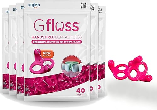 Gfloss - Hilo dental manos libres - 240 unidades (paquete de 6) - Hilo dental sin sabor para adultos - Fácil de usar en cualquier lugar - Brilla con