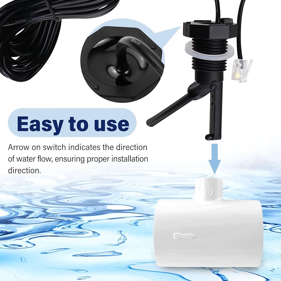 Hayward Pool Pump Mua Flow Switch GLX-FLO-RP For Hayward Goldline Aquarite Salt System, Flow Switch Assembly For Hayward Salt Cell And Chlorine Generator With Tee And 15 Feet Cable B0b188mgwq Hayward Flow