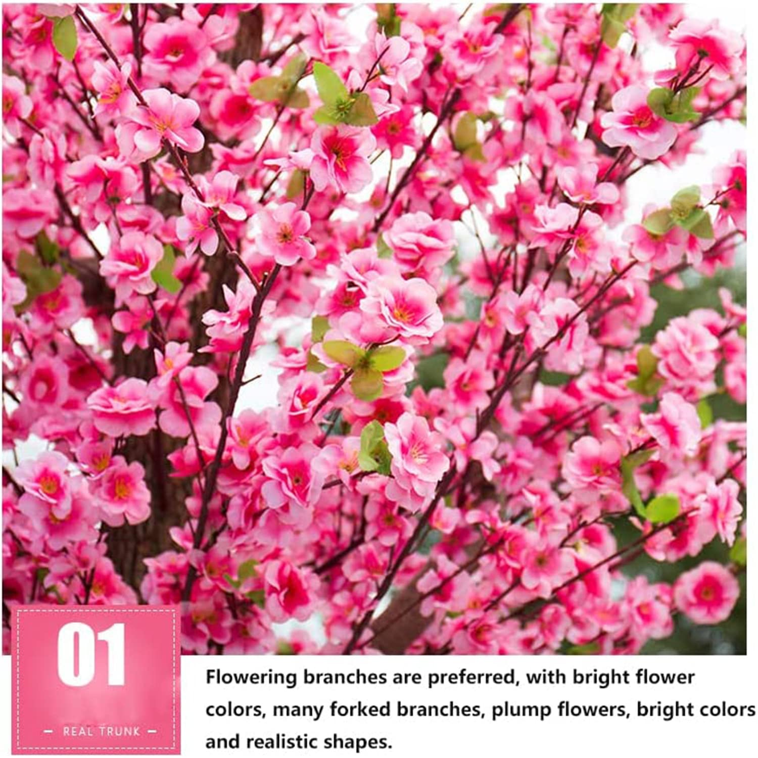 ZLZNX Fiore Artificiale Cherry Blossom Tree Viti Finte Fiori Fatti A Mano per La Casa, La Festa Nuziale, Il Giardino, L'Ufficio, La Decorazione Natalizia,Rosa,1.5m*0.80m