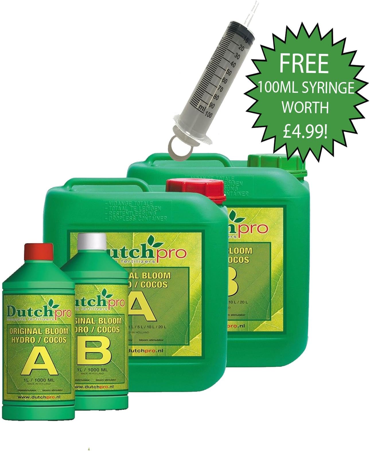 Dutch Pro Hydroponics Coco Grow A & B 1L 5L 10L 20L Growth Nutrient UK (A+B 10L)