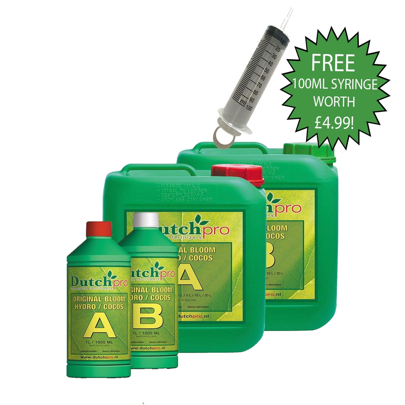 Dutch Pro Hydroponics Coco Grow A & B 1L 5L 10L 20L Growth Nutrient UK (A+B 10L)