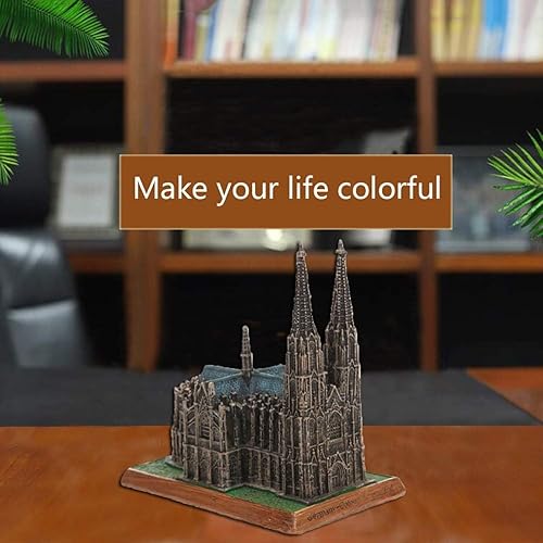 Miniatura 6 de Decoración de escultura, adorno de estatua de la catedral de Colonia de Alemania, estatua de resina, regalo coleccionable, marrón