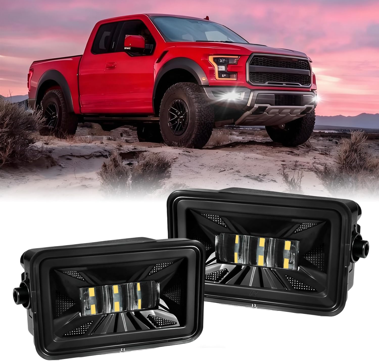 Premium LED Fog Light Assembly, Clear Waterproof Front Mount Lights Kits Compatible with 2015-2020 Ford F150 Fog Lamps Set DOT Approved