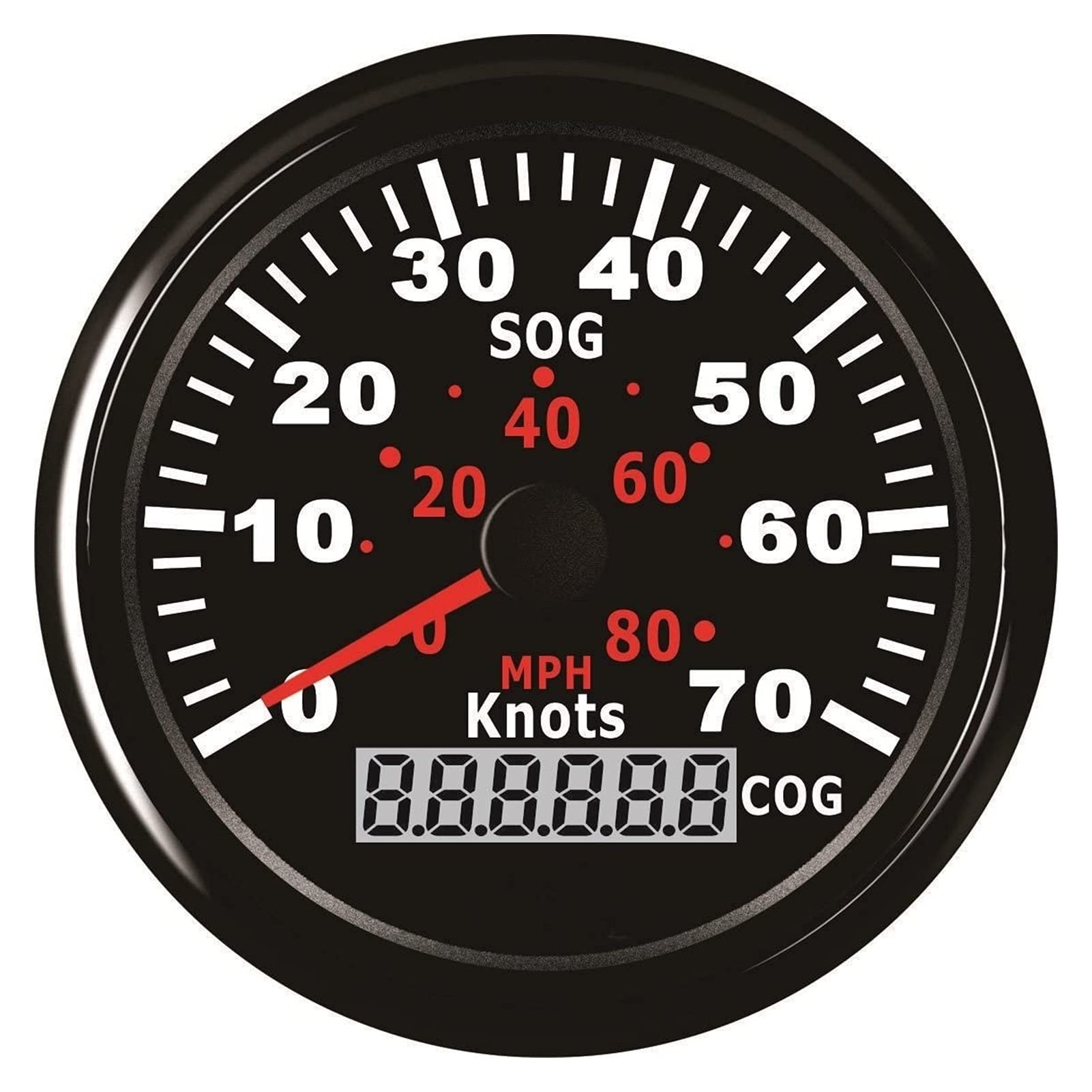 XMING GPS. Prędkościomierz 0-70Knots 0-8. 0MPH. Wskaźnik prędkości do statków jachtów łodzi z podświetleniem 3-3/8 cali (85 mm) 12V / 24V