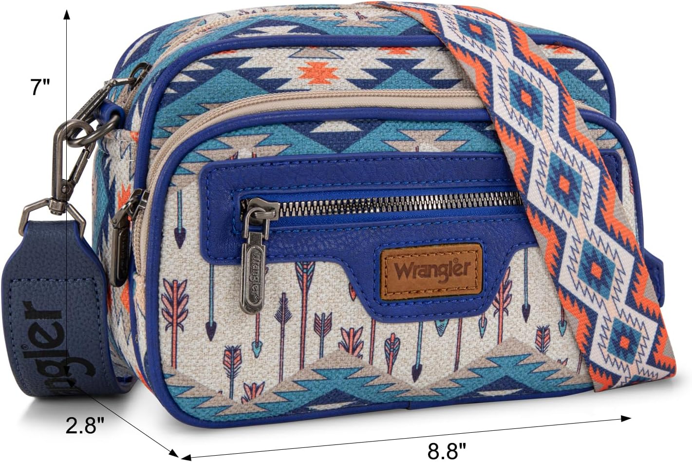 Wrangler Aztec Crossbody Bags for Women Crossbody Purse Shoulder Handbag Crossover Bag with Two Replaceable Strap - Image 5