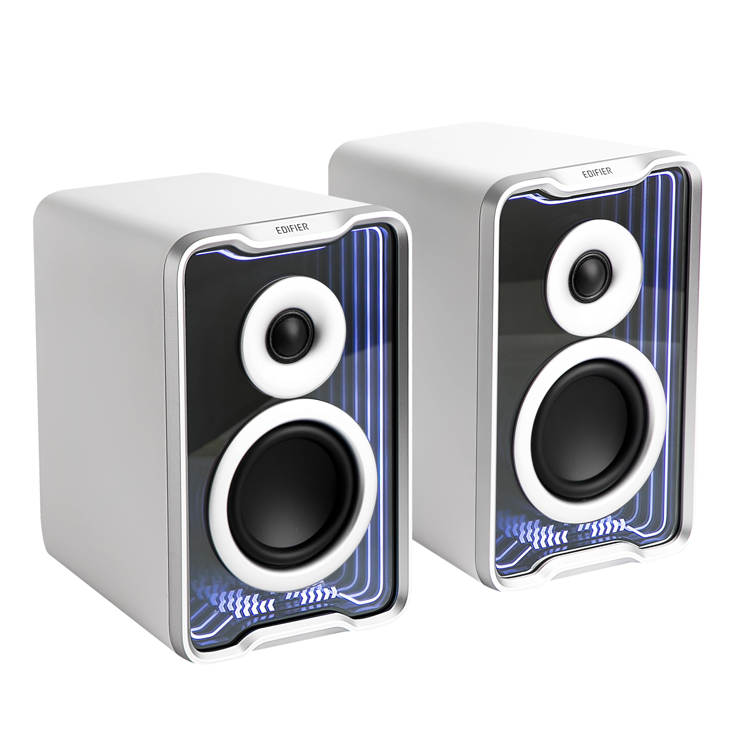 Edifier QR30 Aktiver Desktop-Lautsprecher mit Bluetooth V5.4, dynamische Lichteffekte, 30 Watt RMS – Weiß