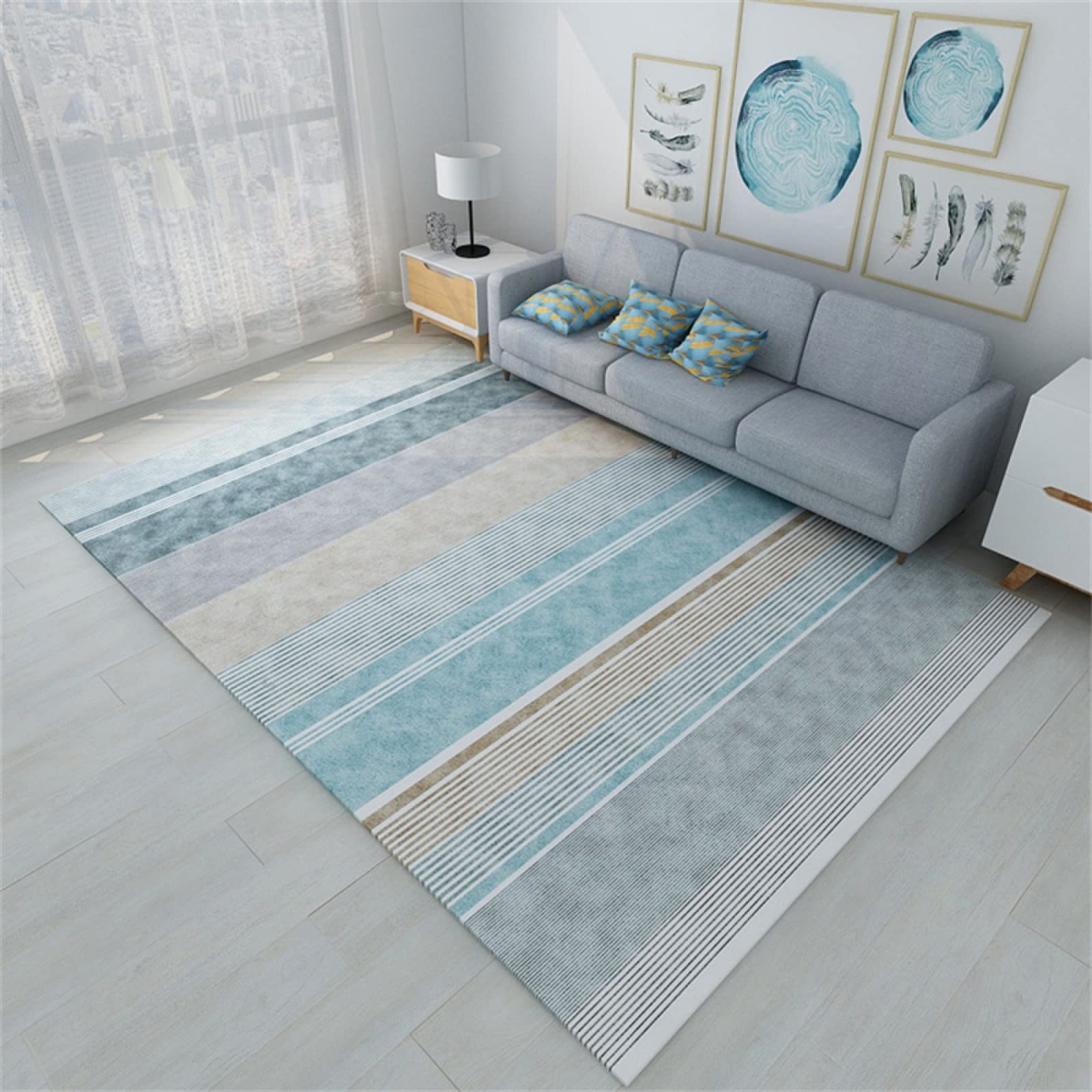 Tapis pour salon moderne et design minimaliste créant un coin d'éveil ludique