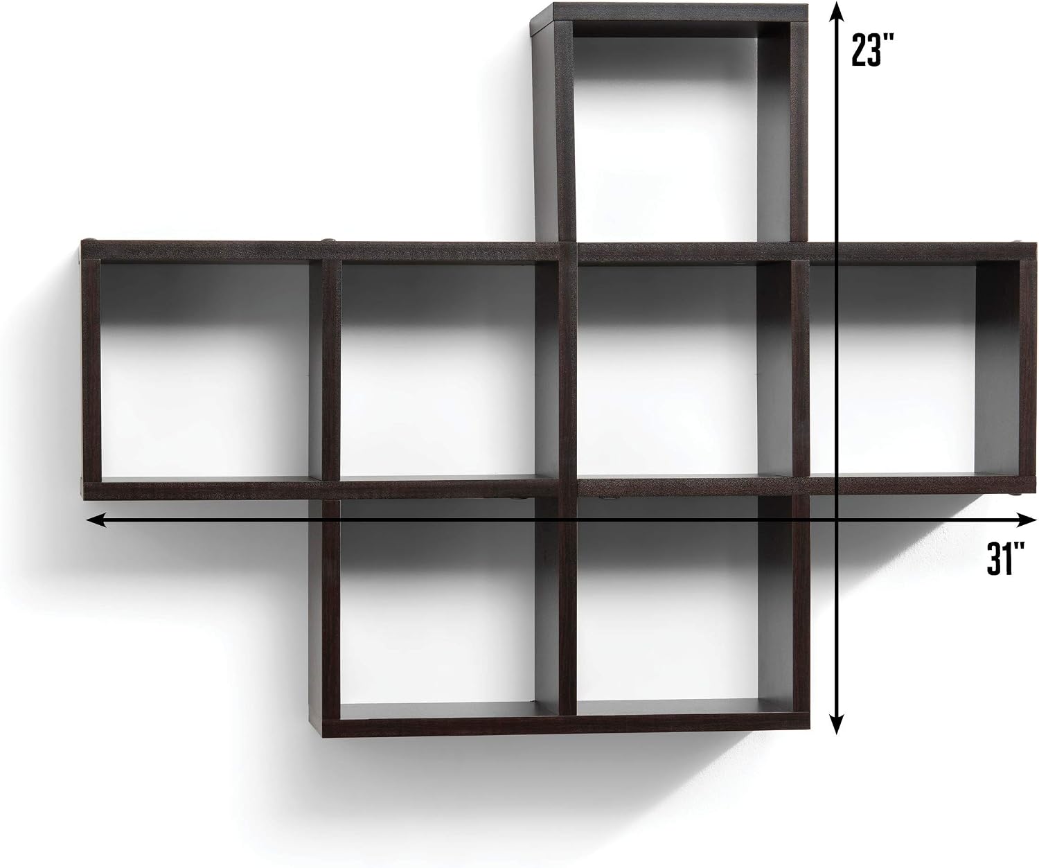 floating shelves with 7 square Cube wall shelves - wall cube Espresso Finish wall mounted shelves - Decorative Contemporary modern floating wall shelves - floating wood shelves Bedroom or Living Room