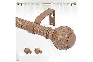 1 Inch Wood Curtain Rods for Windows 48 to 84 Inch, 1...