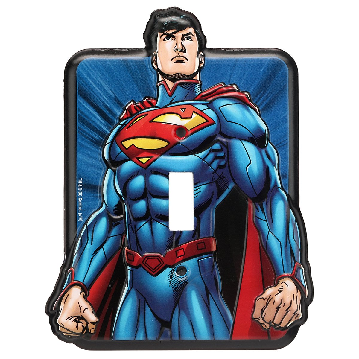 DC Comics Justice League Superman Embossed Metal Light Switch Plate - Superman Switch Plate Decoration for Bedroom or Man Cave