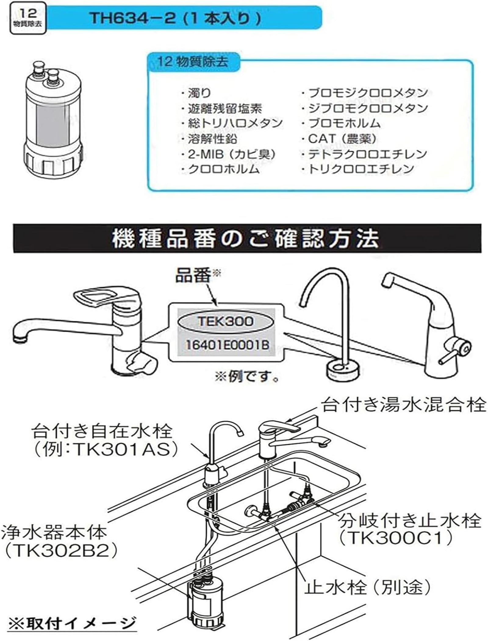 Amazon | (正規品)TH634-2【12物質除去タイプ】ビルトイン用浄水