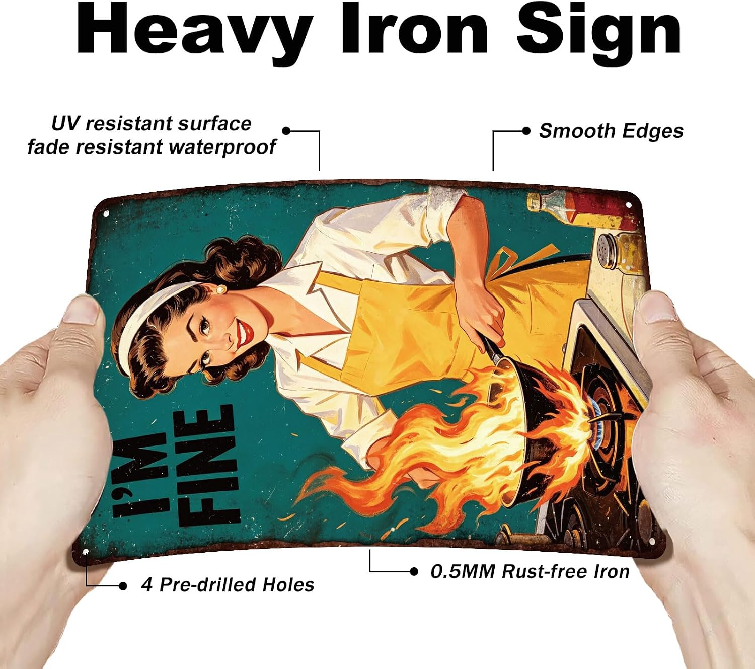 GLOBLELAND Vintage Kitchen Housewife Metal Tin Sign 12x8 inch Funny Cooking Woman Tin Signs Retro Lady Wall Poster Plaque for Home Kitchen Coffee Cafe Pub Bar Restaurant Man Cave Decor image 3