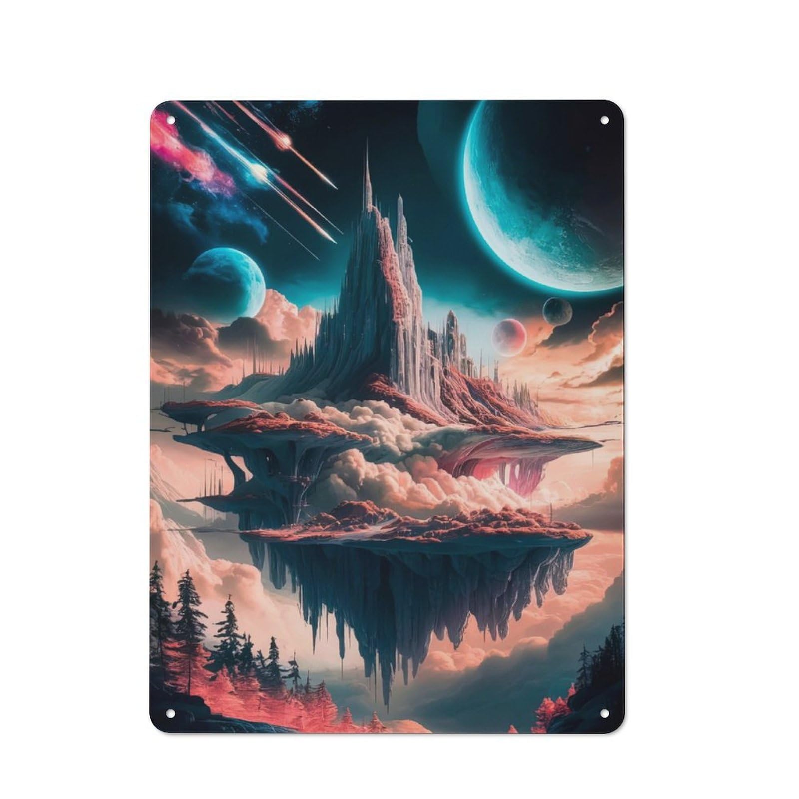 Junmoney Celestial Castle Realms Workshop Style Tin Sign 40X30cm, Garage Wall Decor For Tool Room, Garage, Studio Or Home Bar