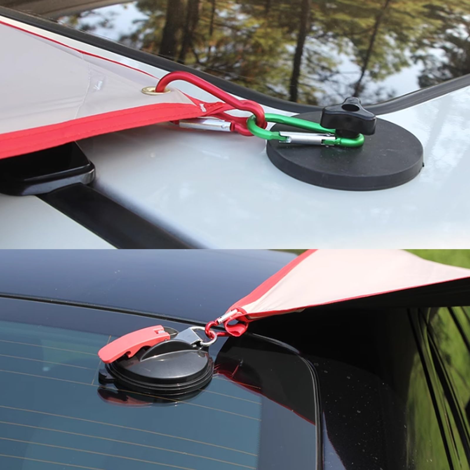Tenda da Campeggio a Tendina for Auto (non Richiede Forature), Realizzata in Tessuto Oxford 420D Impermeabile e Resistente Ai Raggi UV, con Fissaggio a Ventose(L)