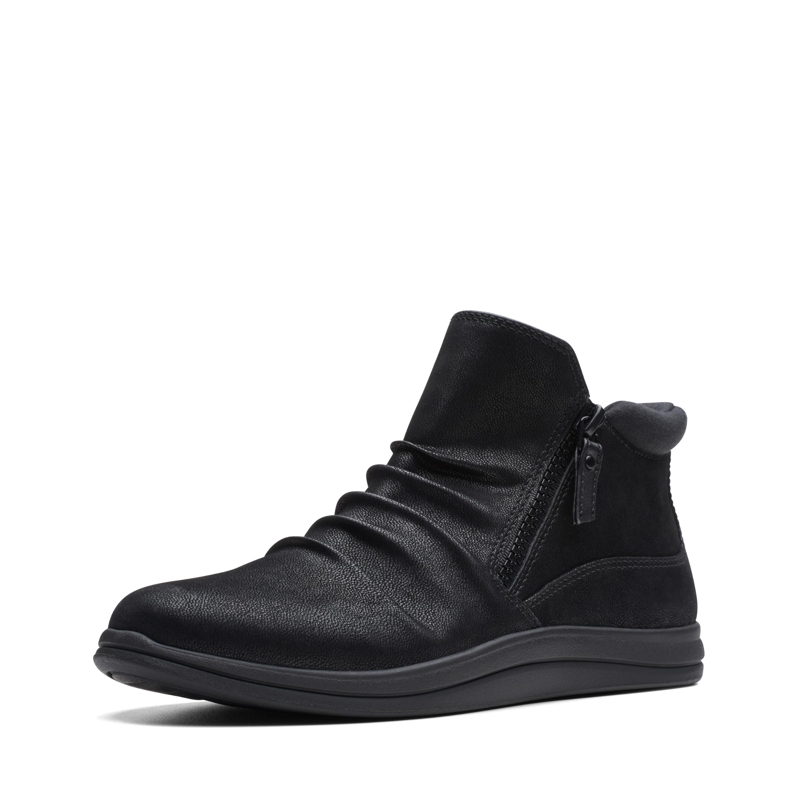 Clarks Cloudsteppers Women's Breeze Range Ankle Boot, Black Synthetic, 8 Wide US