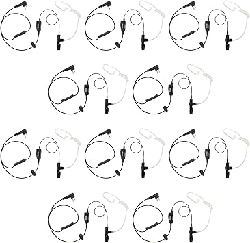 Arrowmax 10 Pack ASK0425-M1 Earpiece w/Mic Compatible with Motorola CP200D CP100D R2 DEP450 BPR40D CP200 CP185 BPR40 Yaesu FT-65 FT-25 FT-4X/V