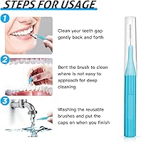 Vista 3 de Cepillo interdental RAZOKO, cabezal de hilo dental, herramienta de limpieza de dientes de fácil uso (1 paquete (2 mm/2,3 mm/2,5 mm/3 mm) - 88 piezas)