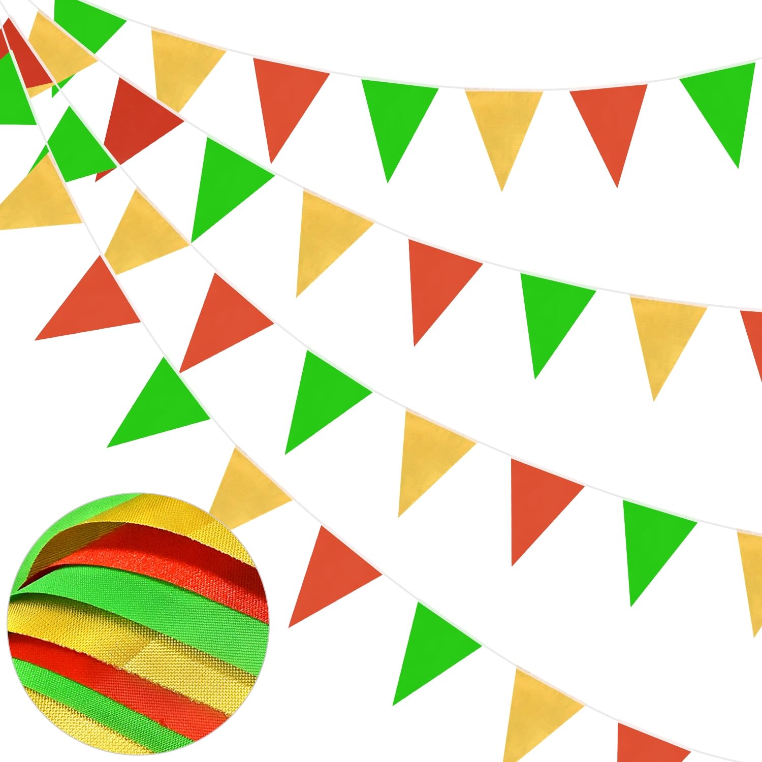 20M/66ft Bunting Banner, 52pcs Multicolor Fabric Triangle Banners Outdoor Pennant Garland Flags for Birthday, Baby Shower, Wedding, Indoor Party Decoration