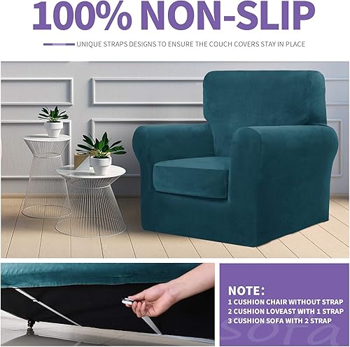 Miniatura 5 de ZNSAYOTX Funda de terciopelo de lujo para sofá de 3 piezas, funda elástica para sofá de 2 plazas, funda suave para sofá biplaza, sala de estar,