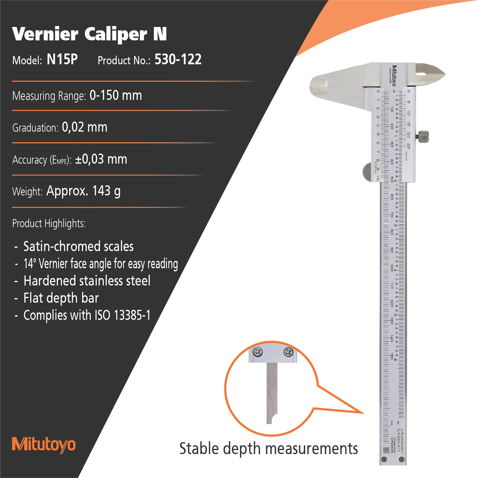 Mitutoyo Vernier Calipers - Stainless Steel, 0-150mm -2