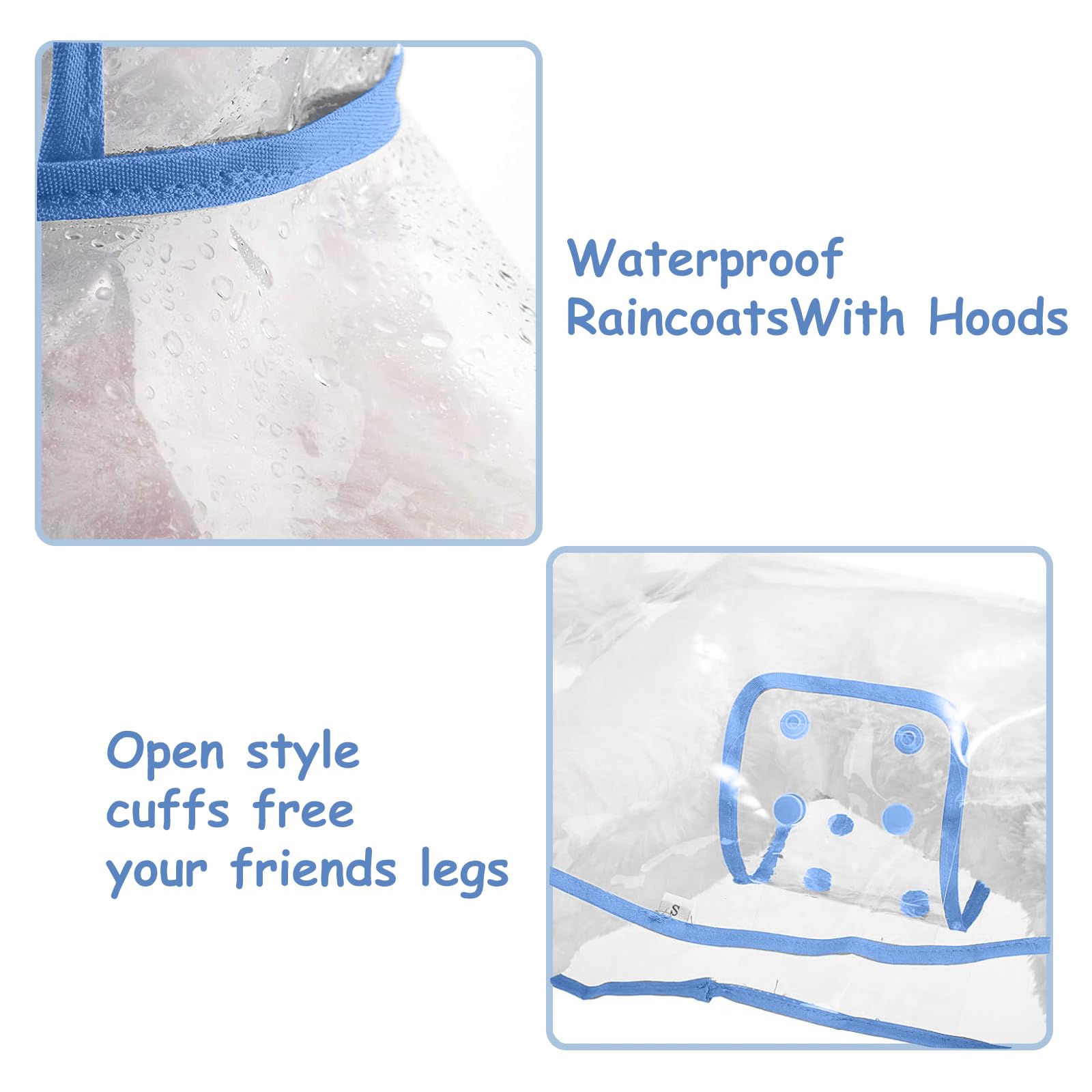PETCUTE Manteau de Pluie Imperméable pour Chien avec Capuche,Imperméable pour Chien en PVC Transparent,Manteaux imperméables pour Chiens avec Fermeture à Boutons,pour Les Jours de Pluie