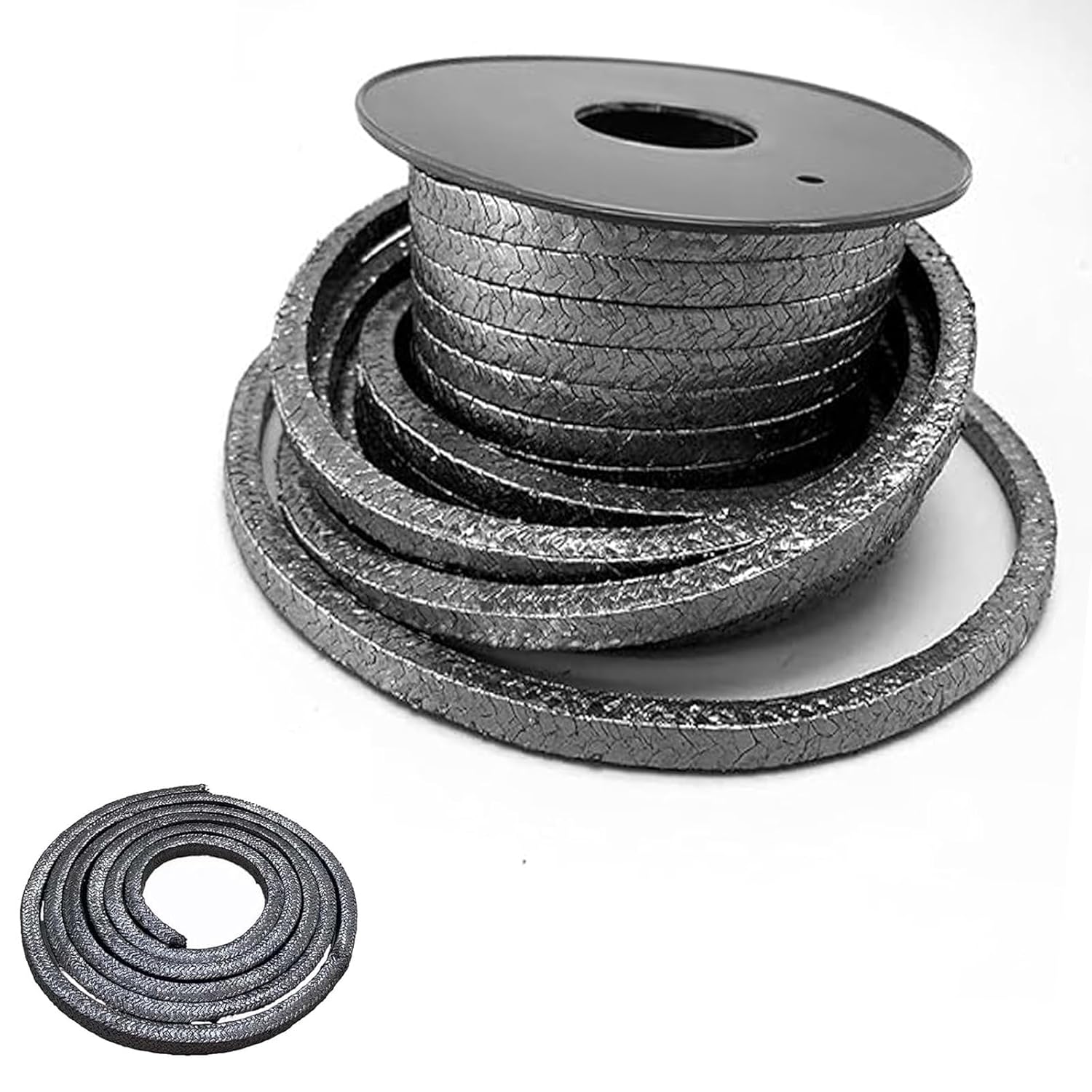 Flexible Graphite Compression Packing Seal Rope Wear Resistant Gland Packing Class A Metal Wire Reinforced,Dull Gray,Size:5/8"_Length:10 Feet
